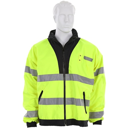 Mcr Safety Garments, Bomber Class 3 Reversible Lime L BRCL3LL
